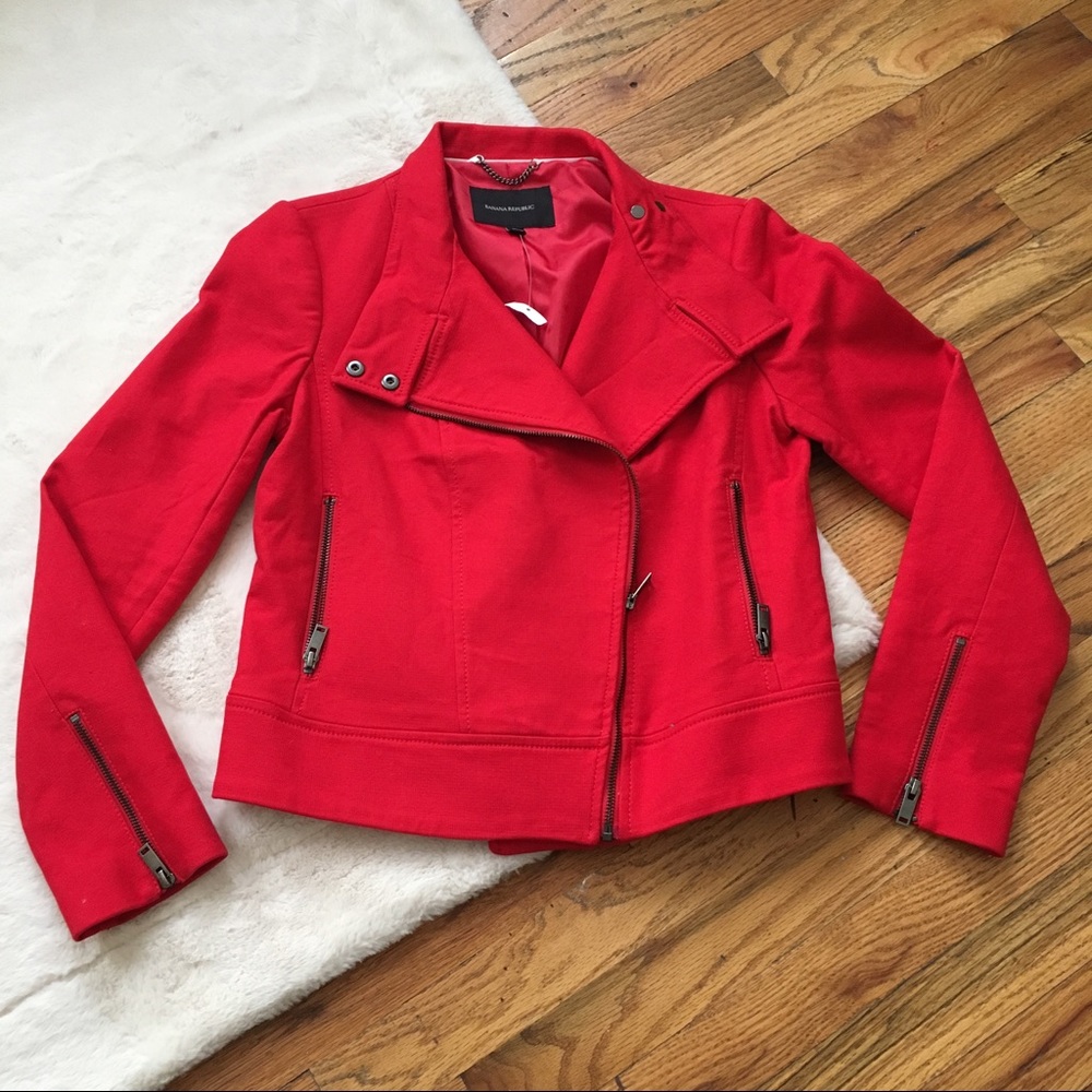 New Banana Republic Red Moto Jacket - Picture 2 of 8